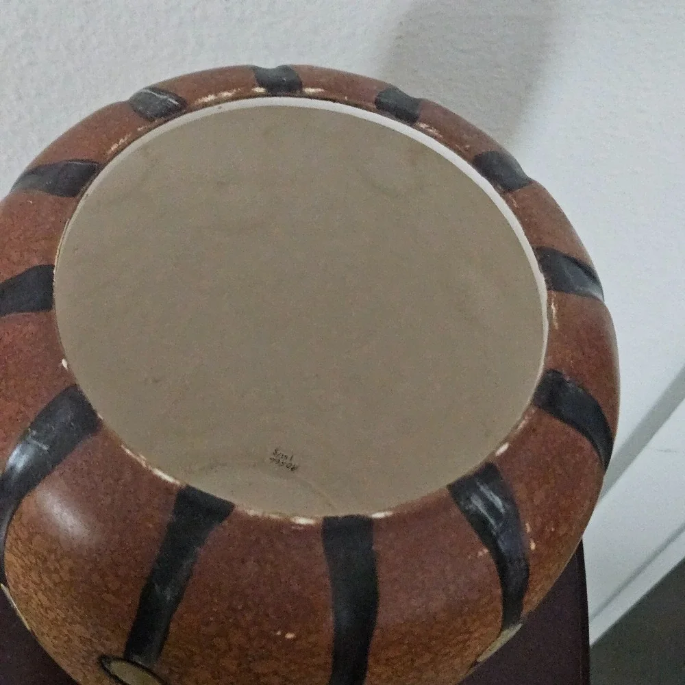 Brown Ginger Jar Decorative Urn Lidded Ceramic‎ Vase 16 inch Tall Decor Art